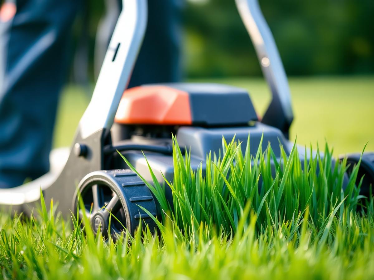 Fresh lawn being mowed
